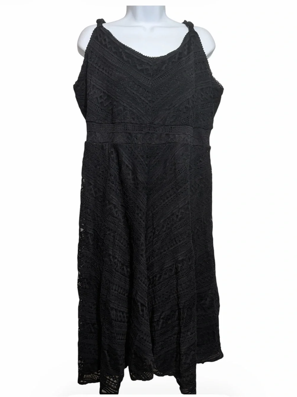 Torrid Fully Lace Black Midi Dress Plus Size 3X Boho Whimsy Goth Dressy Grunge